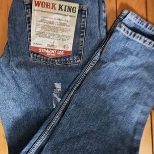 Work King Men's Straight Leg Dark Blue Jeans W 38" L 32"